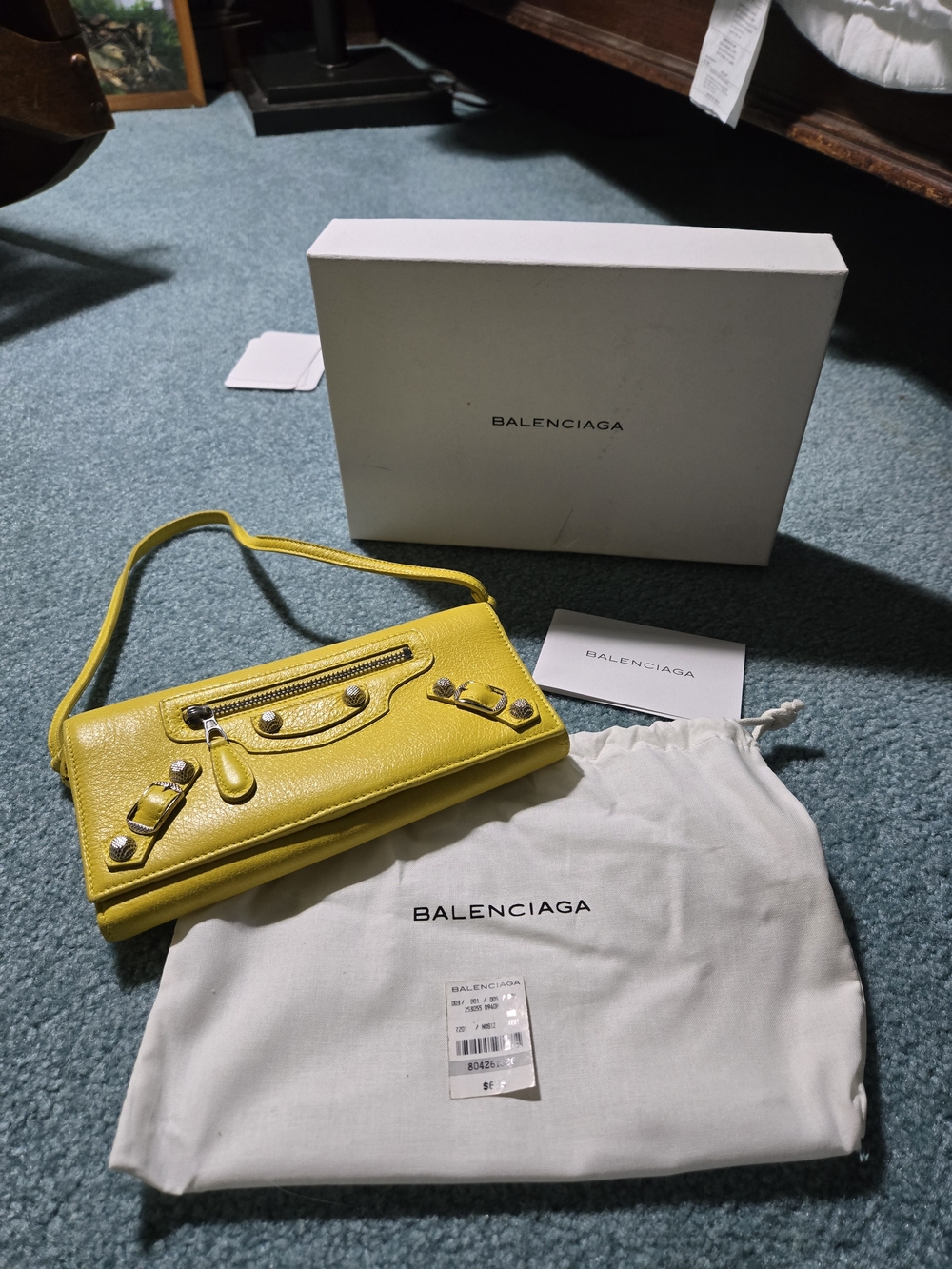 Balenciaga Yellow Leather Wristlet Shoulder Clutch - Picture 4 of 9